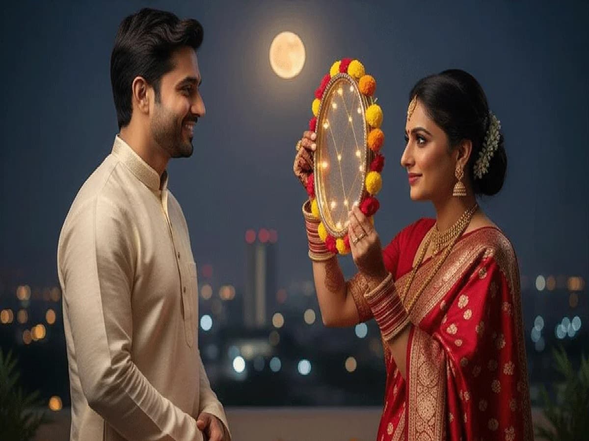 Karwa Chauth 2026: Women View the Moon and Husband Through a Sieve