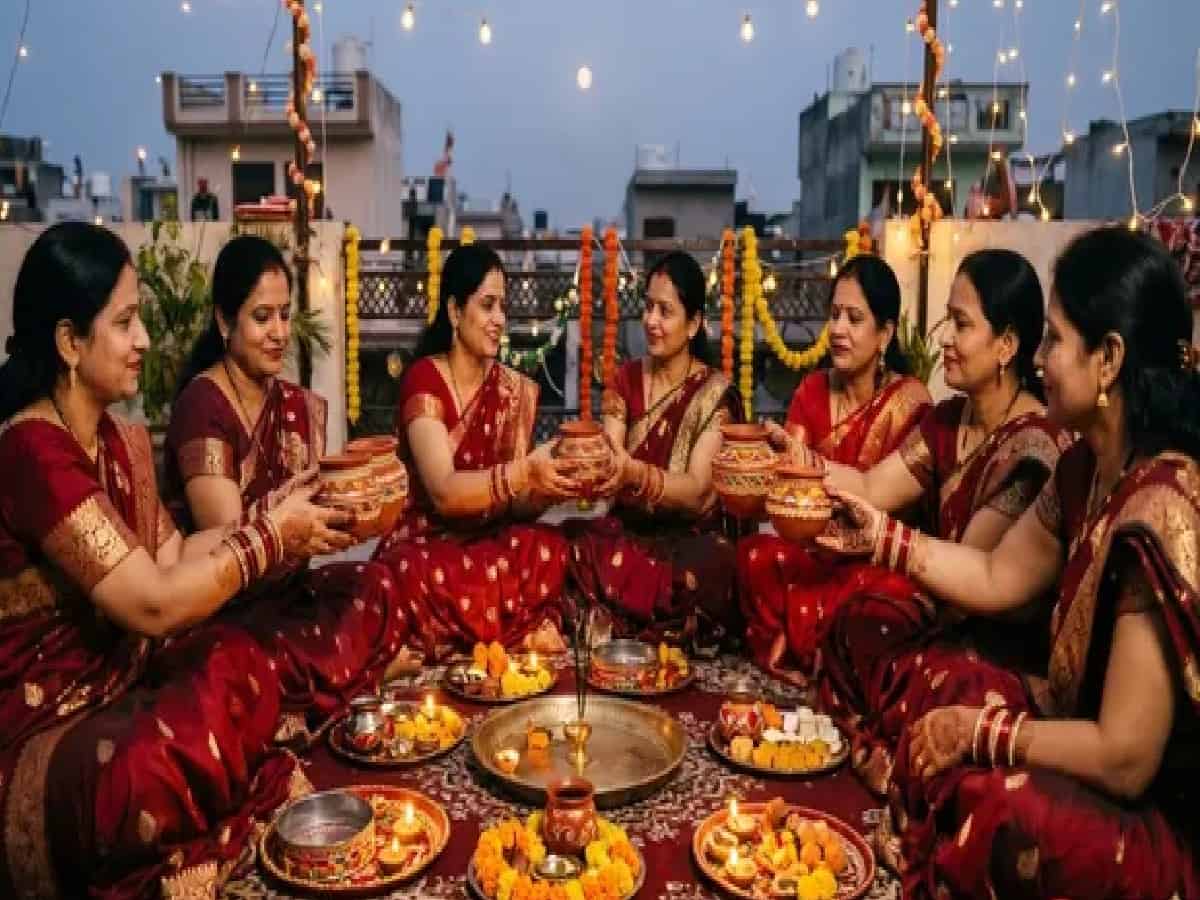 Sacred Karwa Is Rotated Exactly Seven Times During Evening Puja